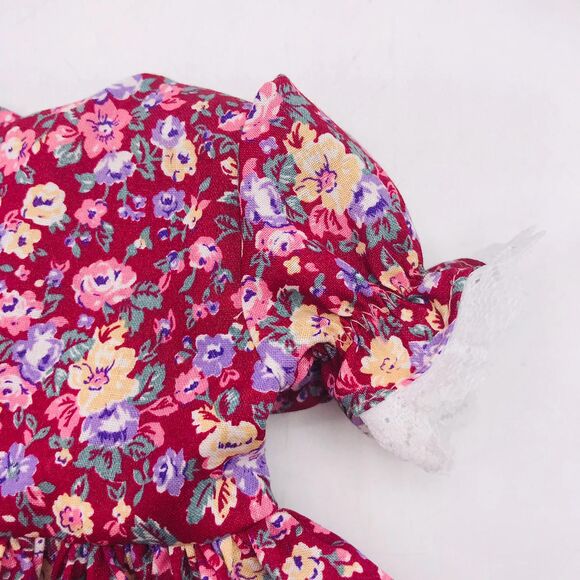 Pioneer Doll Dress & Bonnet, Handmade Outfit, For 18 Inch Dolls Rose Pink Floral - Picture 6 of 11